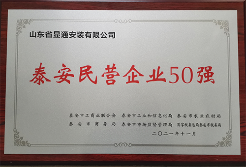 公司蟬聯(lián)泰安“民營(yíng)企業(yè)50強”