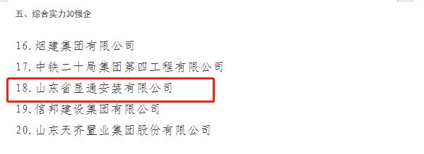 公司榮獲“山東省建筑業(yè)綜合實(shí)力30強企”稱(chēng)號