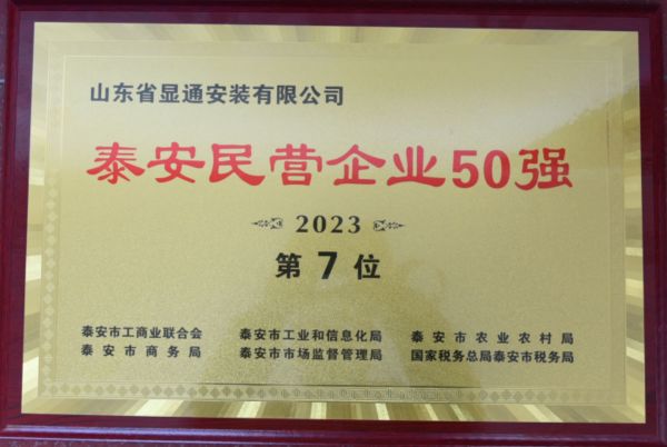 公司蟬聯(lián)泰安民營(yíng)企業(yè)50強